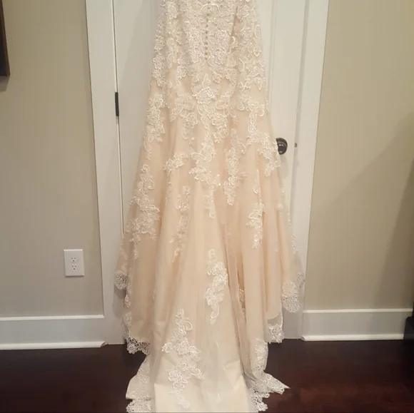 Elegant Ivory Lace Wedding Dress - Picture 3 of 12